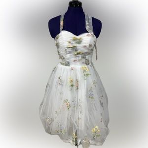 Lavetir Strap Party Summer Evening Beach Dress Flower Embroidered size 4